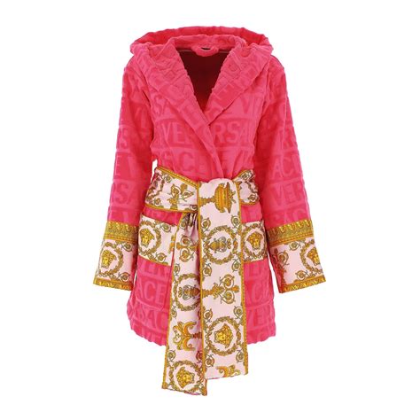 versace pink robe|versace hooded bathrobe.